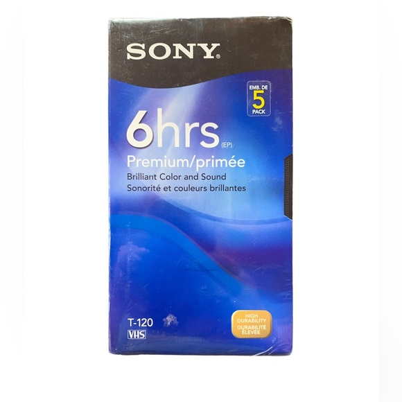 Sony VHS‎ T120VR 6 hrs premium grade blank video tapes NEW sealed 5 Pack - Picture 1 of 5
